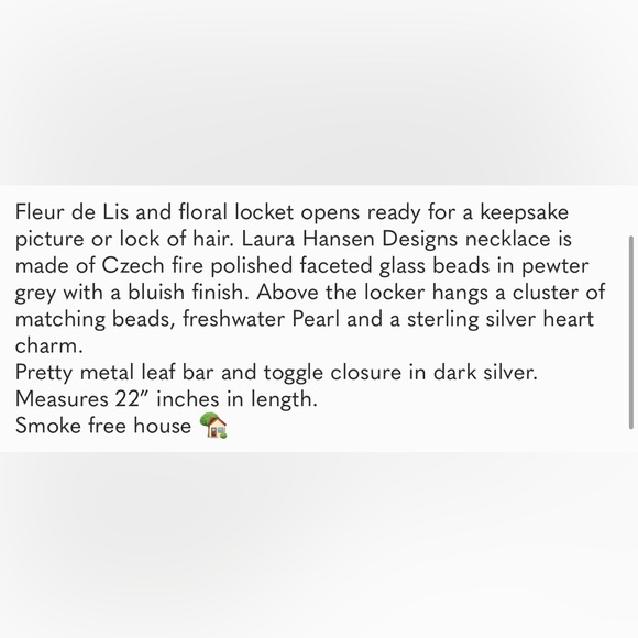 ✨ New Laura Hansen Design fleur de lys beaded locket necklace - Picture 8 of 8